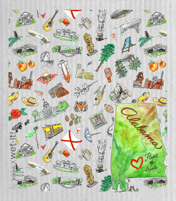 Wet-it with Alabama map and icons