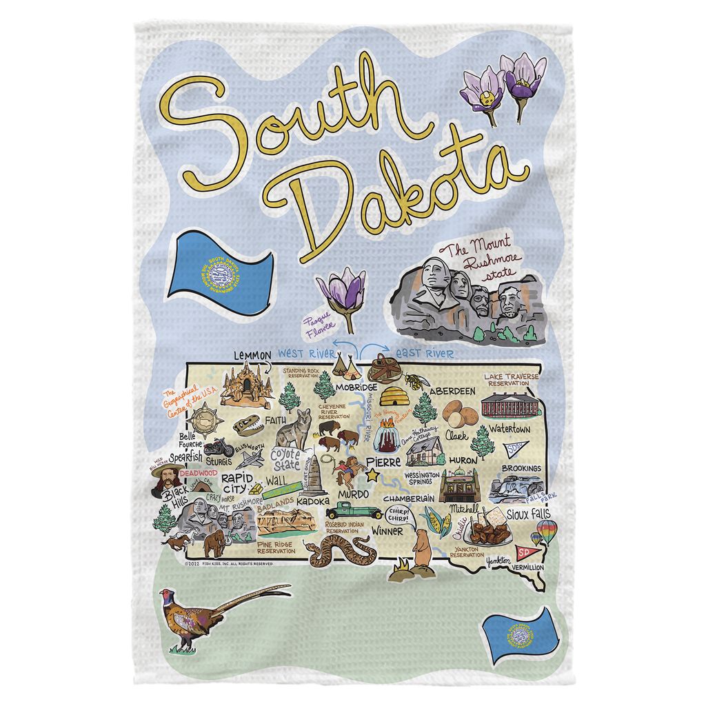 South Dakota Single Map Kitchen Towel