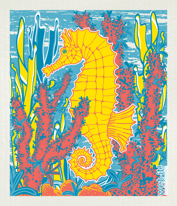 Swedish Cloth with Salty Seahorse design