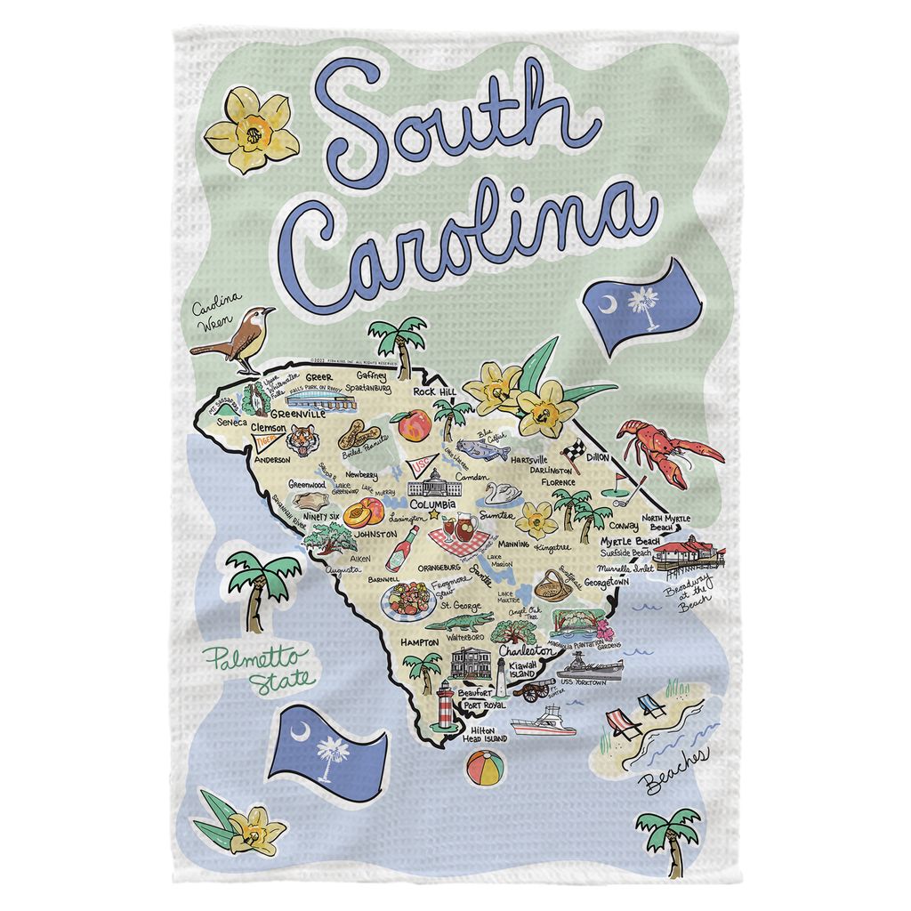 South Carolina Single Map Kitchen Towel
