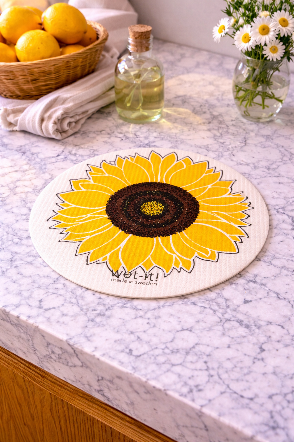 Sunflower round Swedish Dishcloth