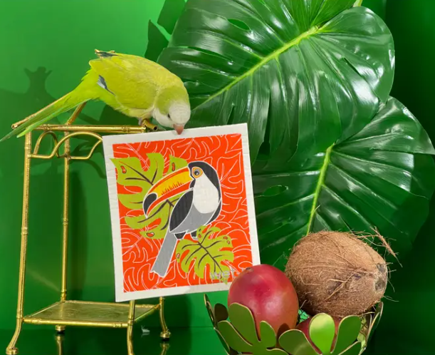 tropical toucan sweidsh sponge cloth