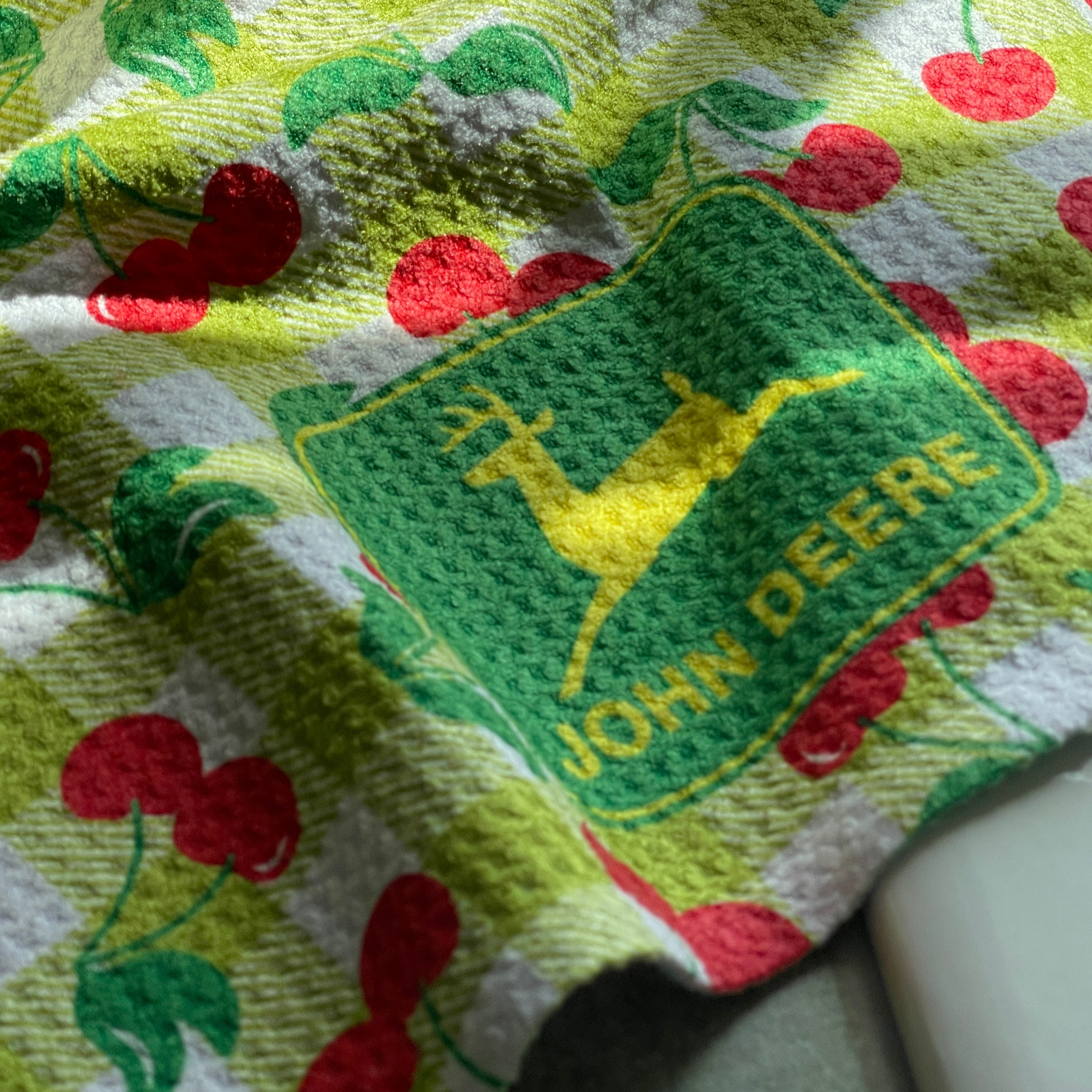 John Deere Gingham Cherry towel