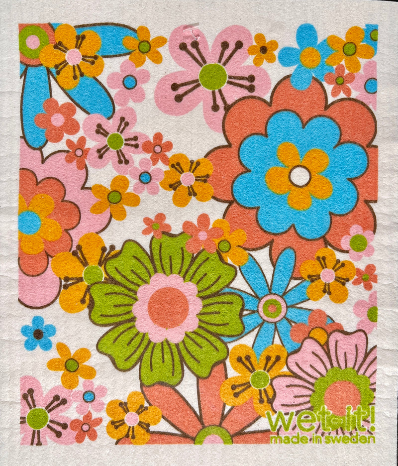 swedish dishcloth with retro floral design