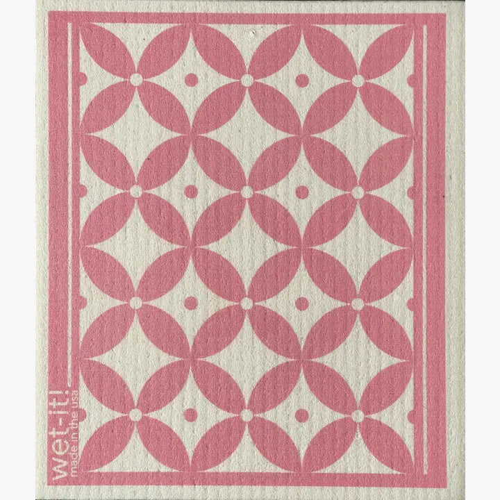 Swedish sponge cloth with classic pink design