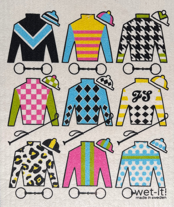 Swedish Sponge Cloth with jockey silks design