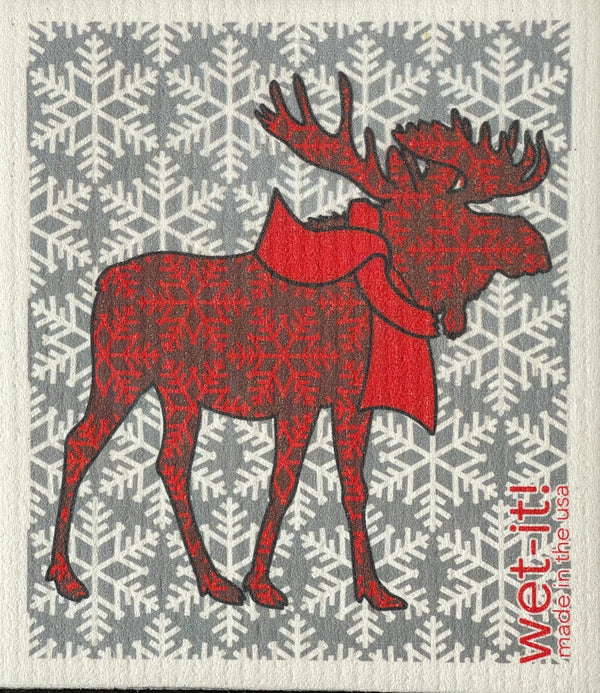 Swedish Cloth with Frosted Moose Design