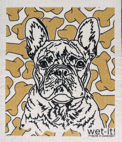 Swedish Sponge Cloth with Frenchie design