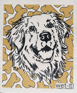 Swedish Sponge Cloth with goden retriever design