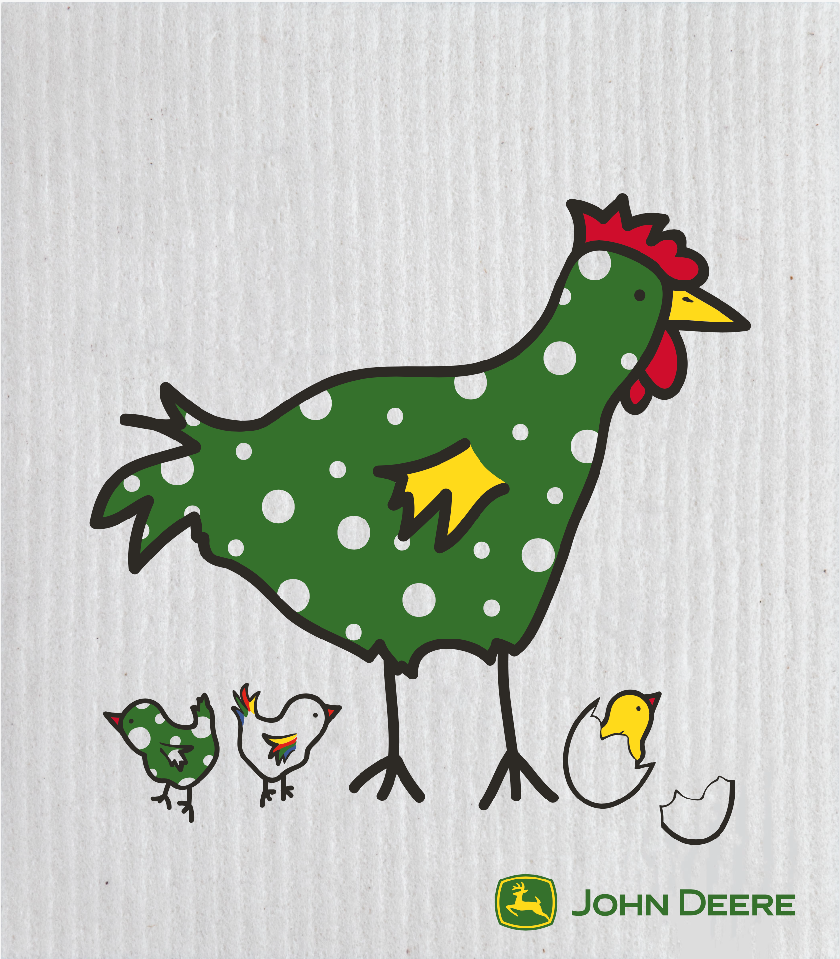 Swedish sponge cloth with John Deere chix design
