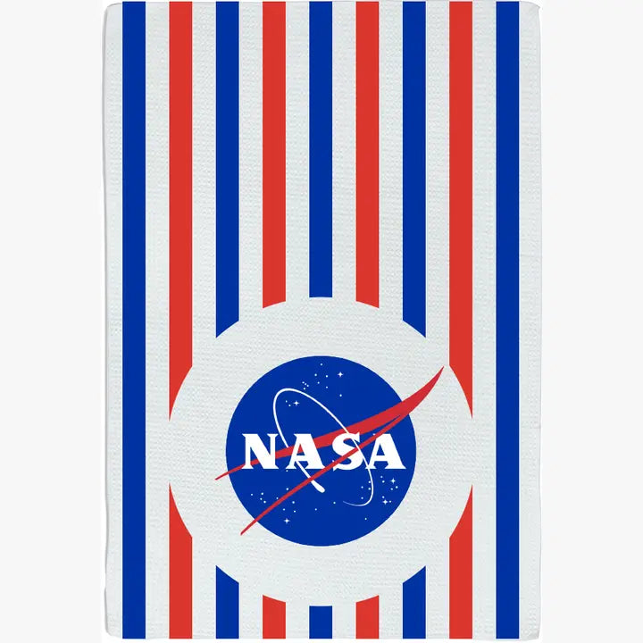 Microfiber Tea Towel with NASA logo and stripes design