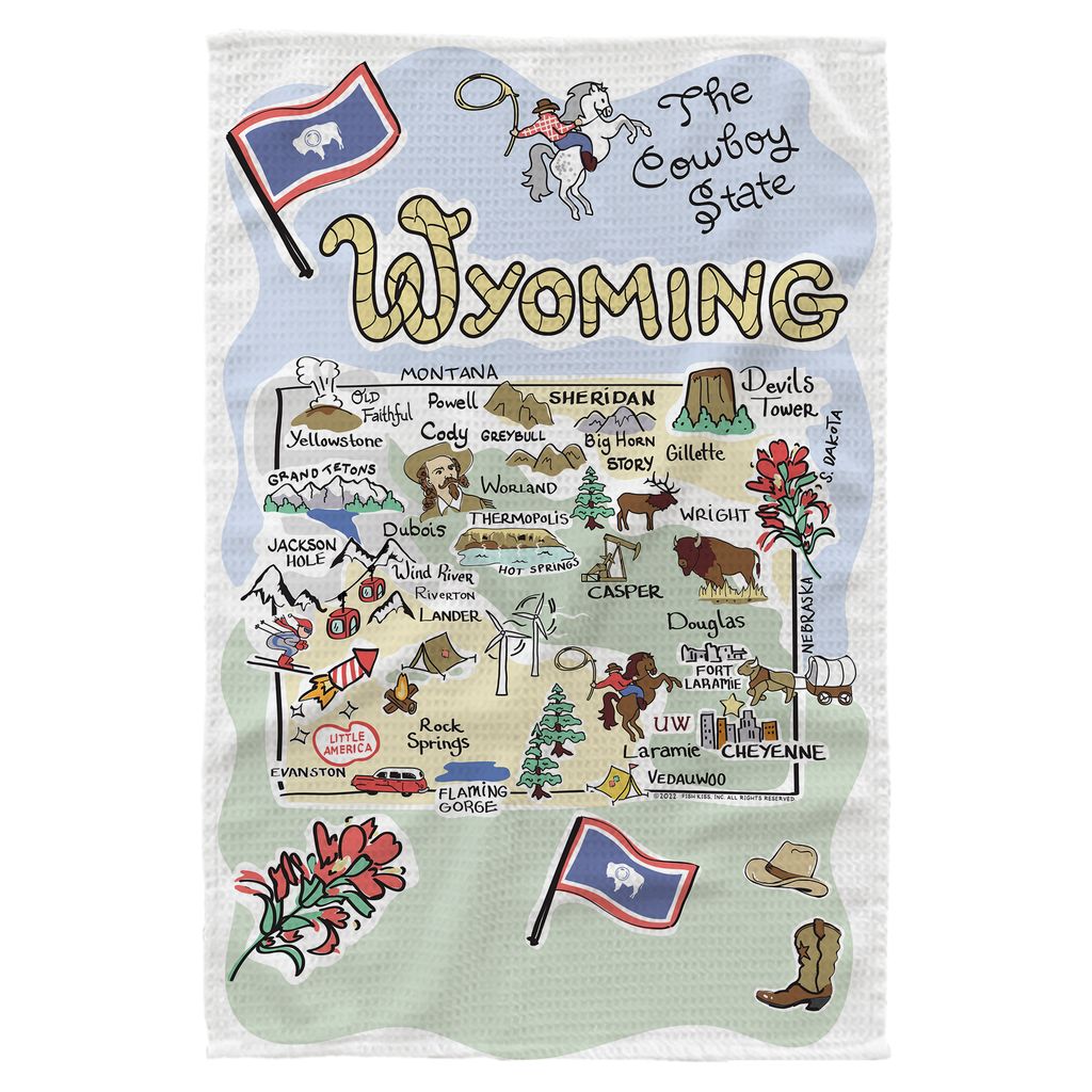 Wyoming Single Map Kitchen Towel