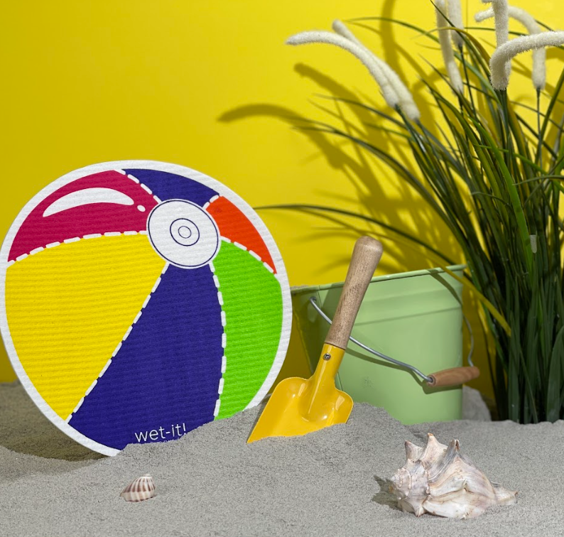 swedish dish cloth with Beach Ball Round design