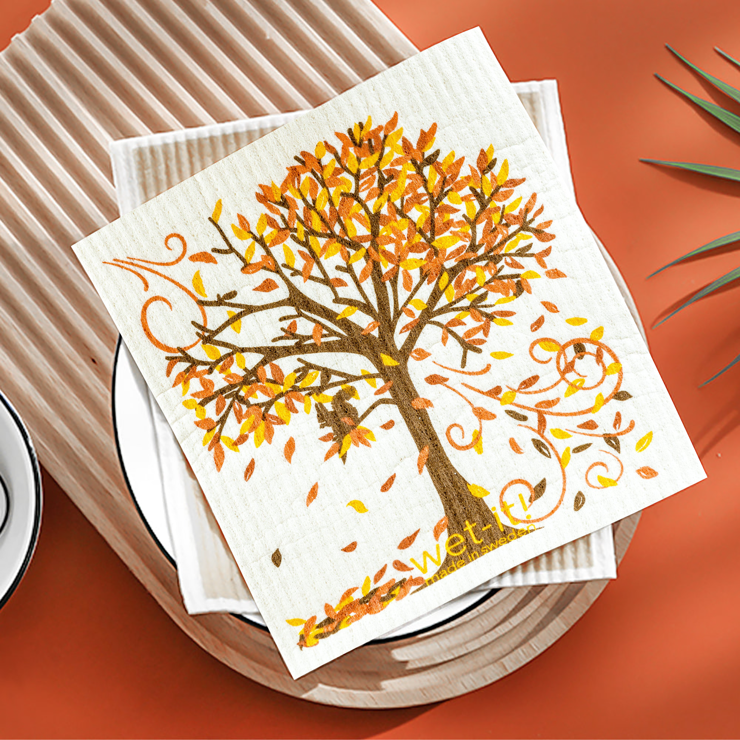 fall tree sponge cloth