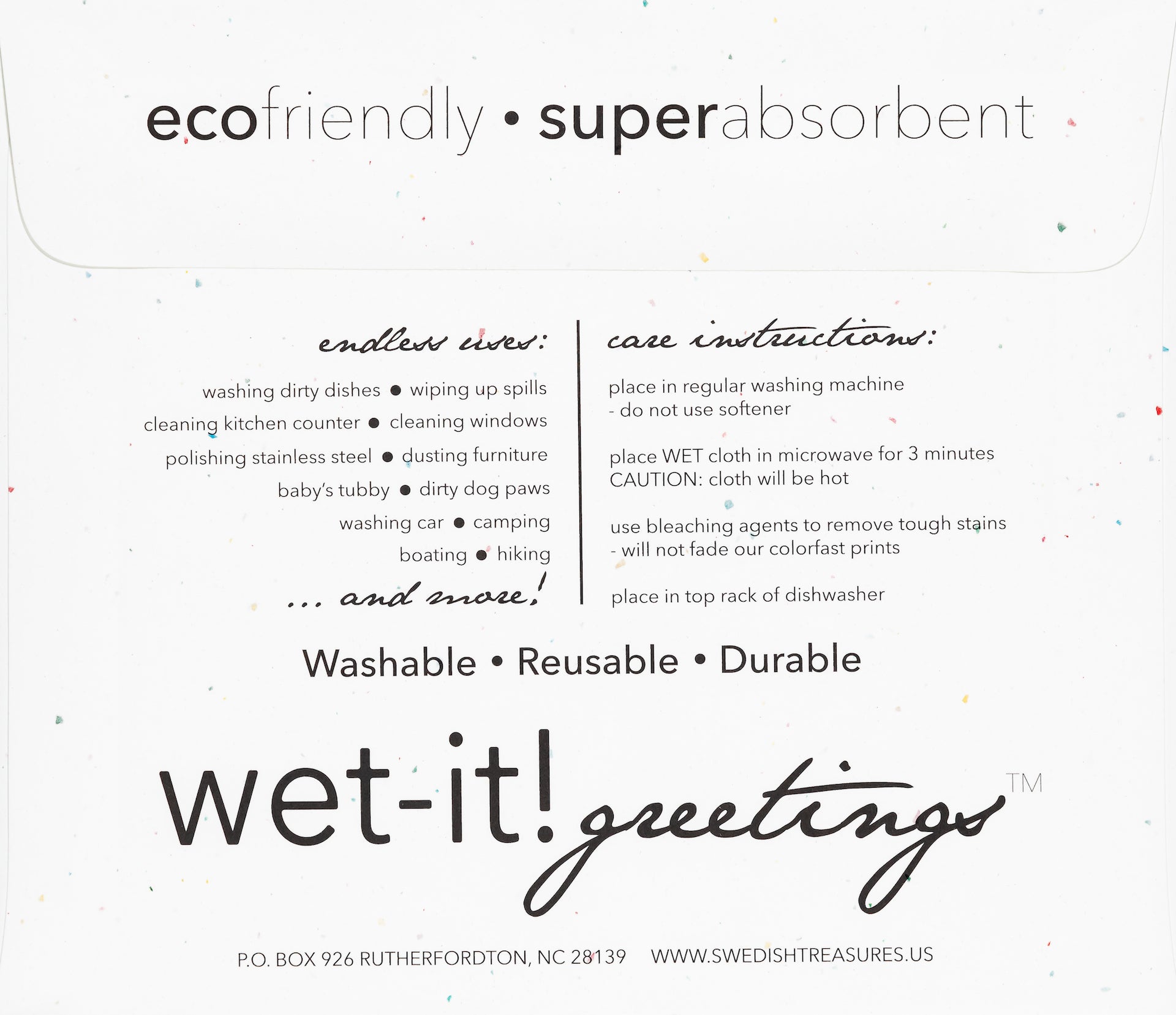 wet-it! greetings envelope speckled