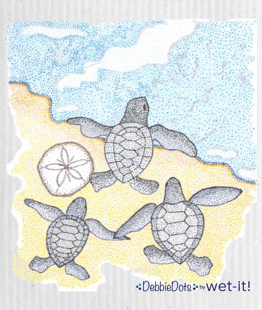Wet-it Swedish Cloth with Debbie Dots Turtle Hatchling Design