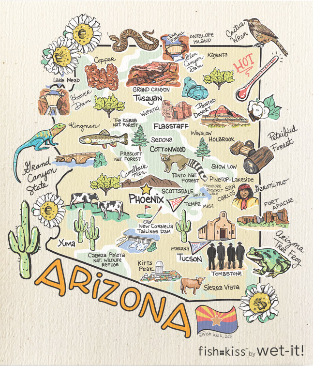 Fish kiss spongecloth with Arizona design