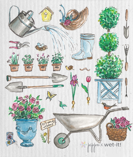 pippa english cottage garden design on sponge cloth