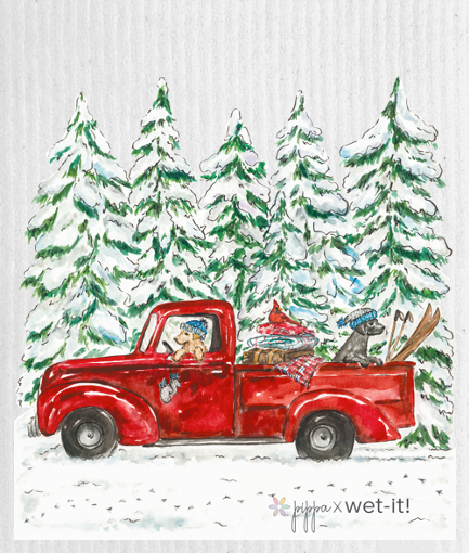 pippa vintage winter on a sponge cloth