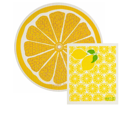 set of 2 sponge cloths with lemonade and lemon round