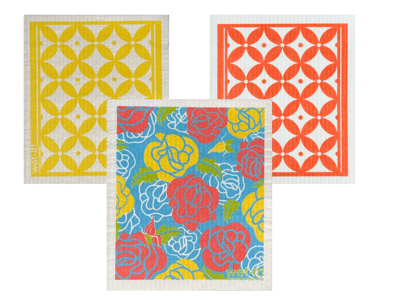 set of 3 including classic coral, classic yellow, and rose garden