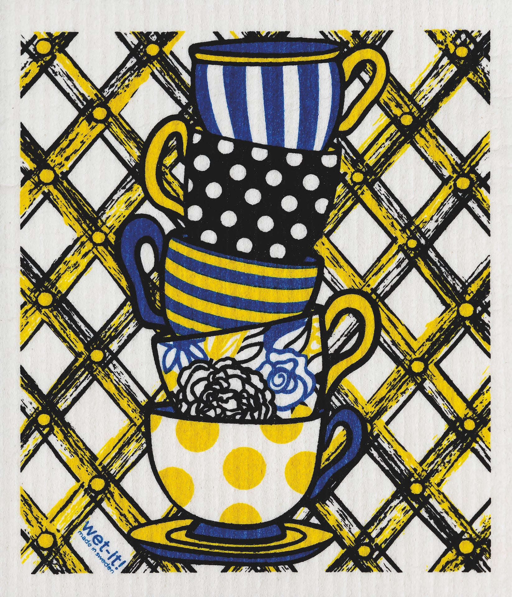 sponge cloth with teacups design