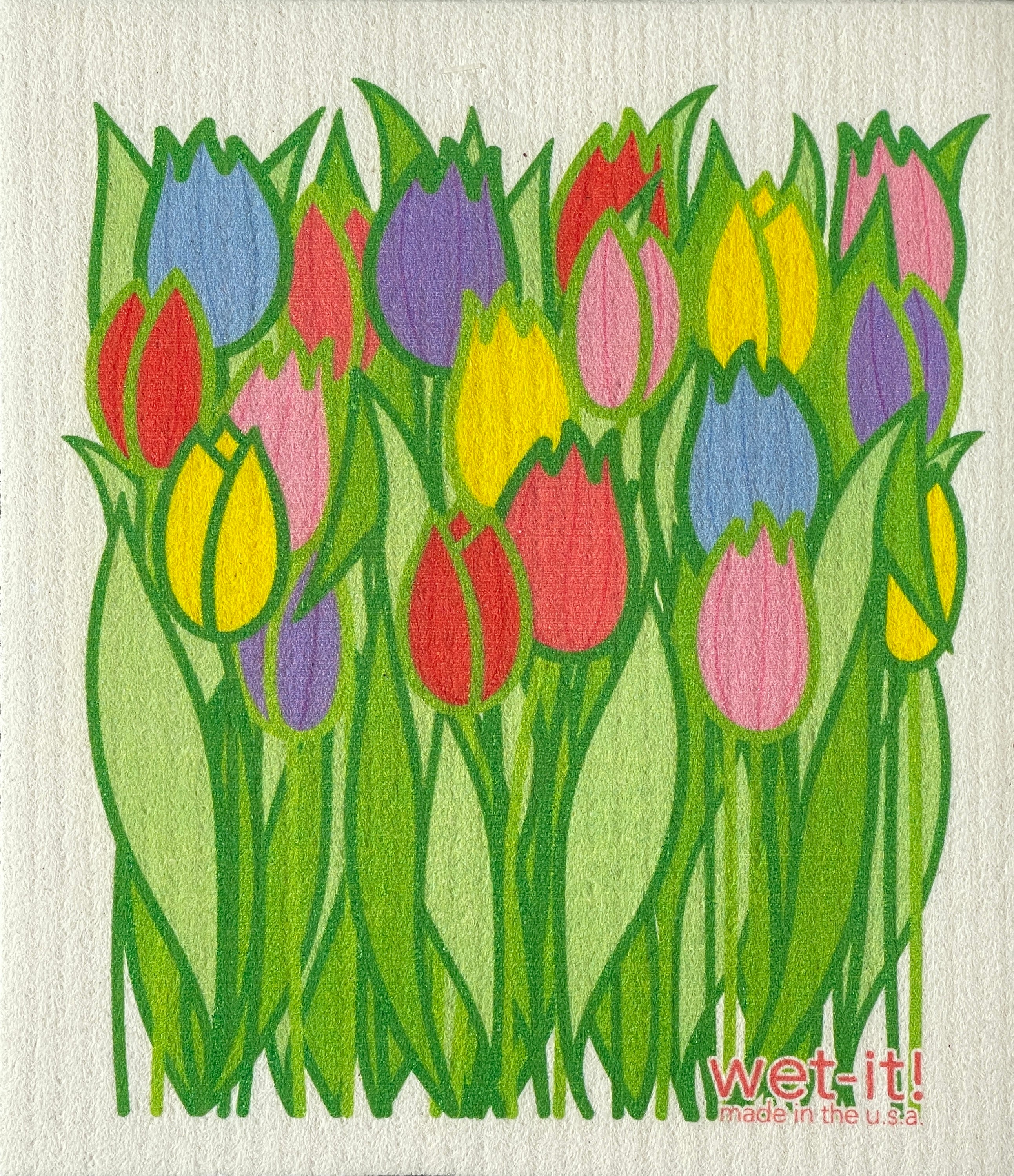 Wet-it Swedish Cloth with tulip field Design