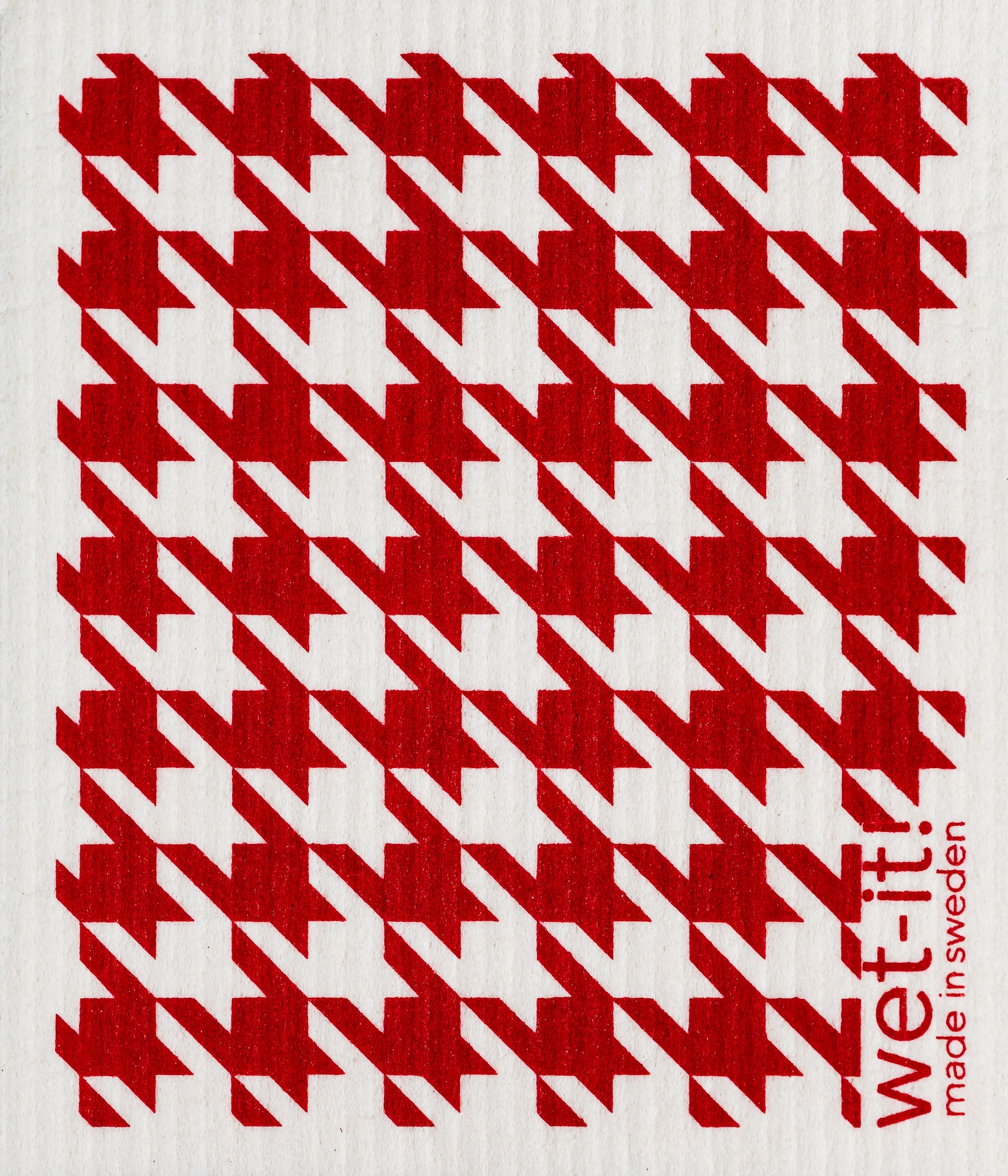 Swedish Sponge cloth with red houndstooth design