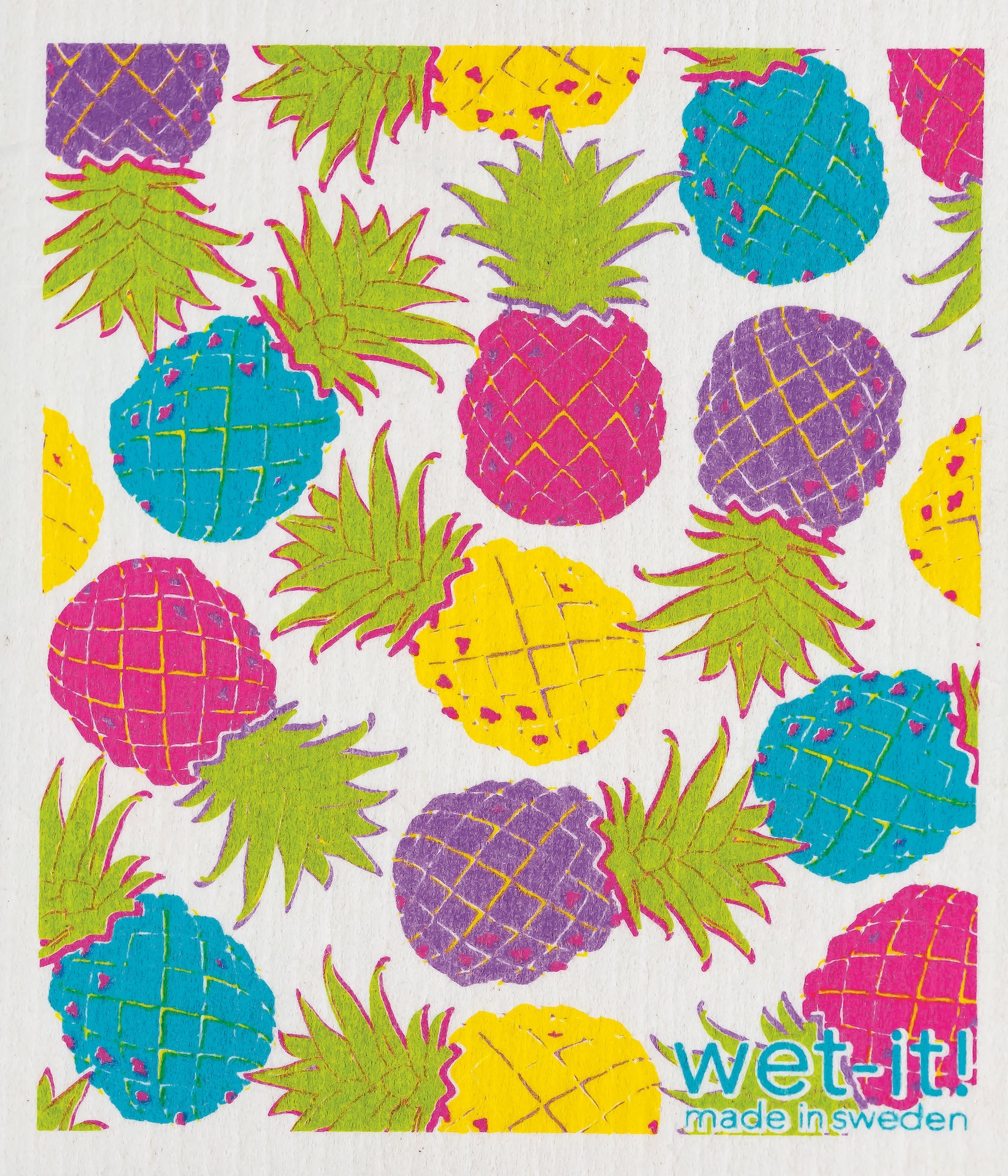 Swedish sponge cloth with colorful pineapples design