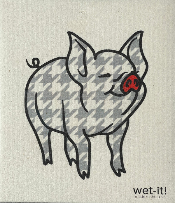 Wet-it Swedish Cloth with houndstooth pig Design